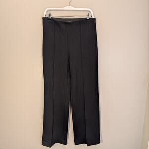 Ann Taylor Dress Pants Wide Leg Black Front Seam Pleat Business - Size 8
